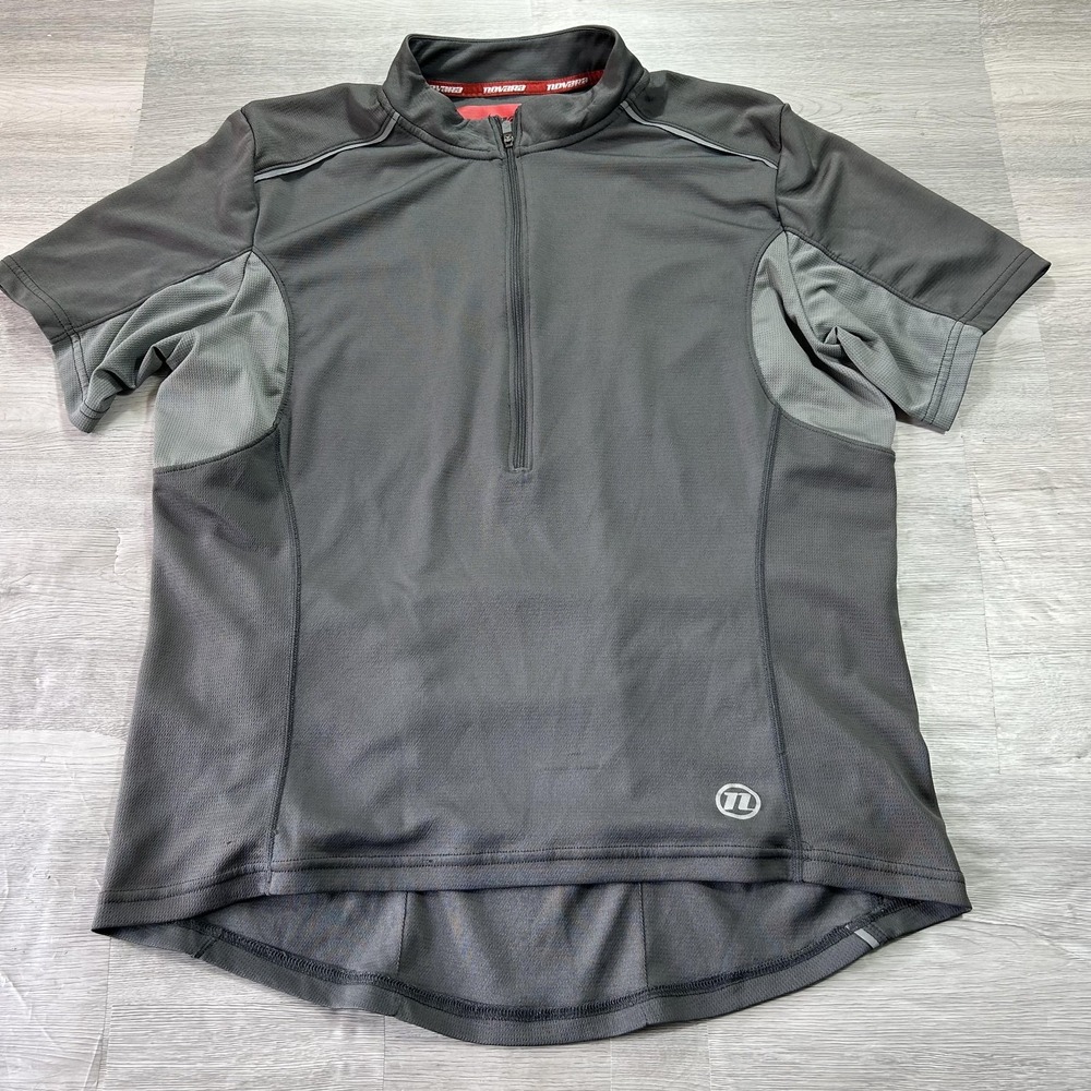 Novara Cycling Jersey Mens Large Gray 1/4 Zip Pockets Reflective Bike Shirt